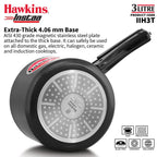 Hawkins 3 Litre Instaa Pressure Cooker, Induction Inner Lid Cooker, Tall Body Hard Anodised Cooker, Black (IIH3T)