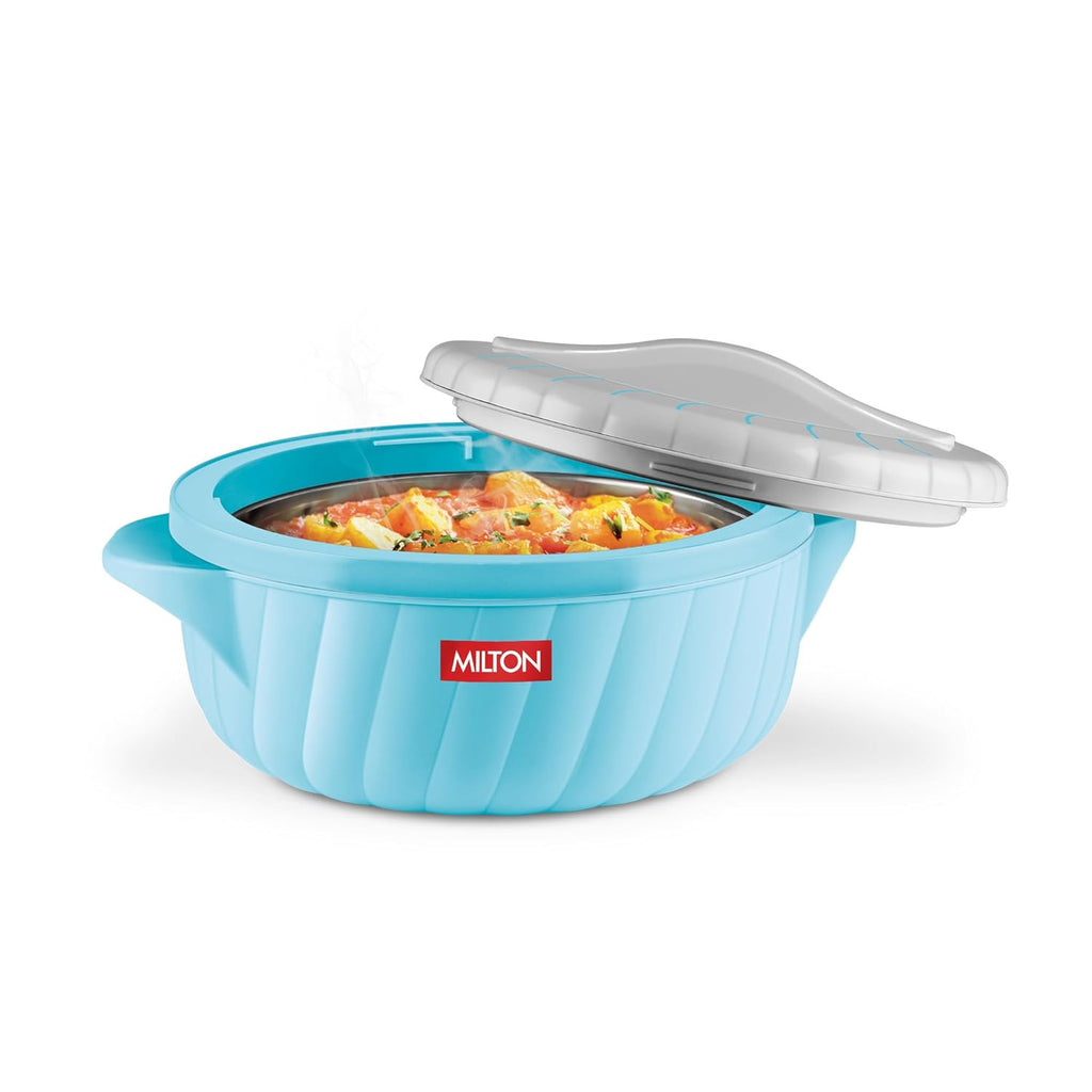 MILTON Flora 2000 Insulated Inner Steel Casserole for Roti, 2.1 Litre, Hot Box for Kitchen, Hot Pot with Lid