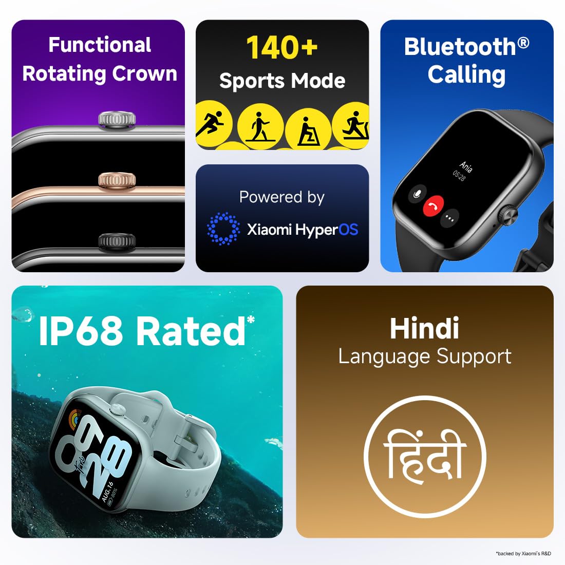 Redmi Move Smartwatch | 1.85" AMOLED (390×450, 600 nits) | Bluetooth Calling | 140+ Sports | 24×7 HR & SPO₂ | AOD | Up to 14-Day Battery | HyperOS...