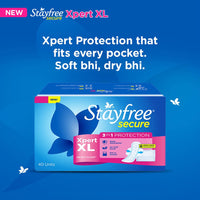 Stayfree Secure Xpert XL Sanitary Pads for Women | 290 mm | 40 Pads | Longer & Wider Pads for Heavy Flow | Air Soft Cover | Helps Prevent Skin Irritation | Fits in Pocket | Gel Lock Pockets for Instant & Deep Absorption | Dermatologically Tested