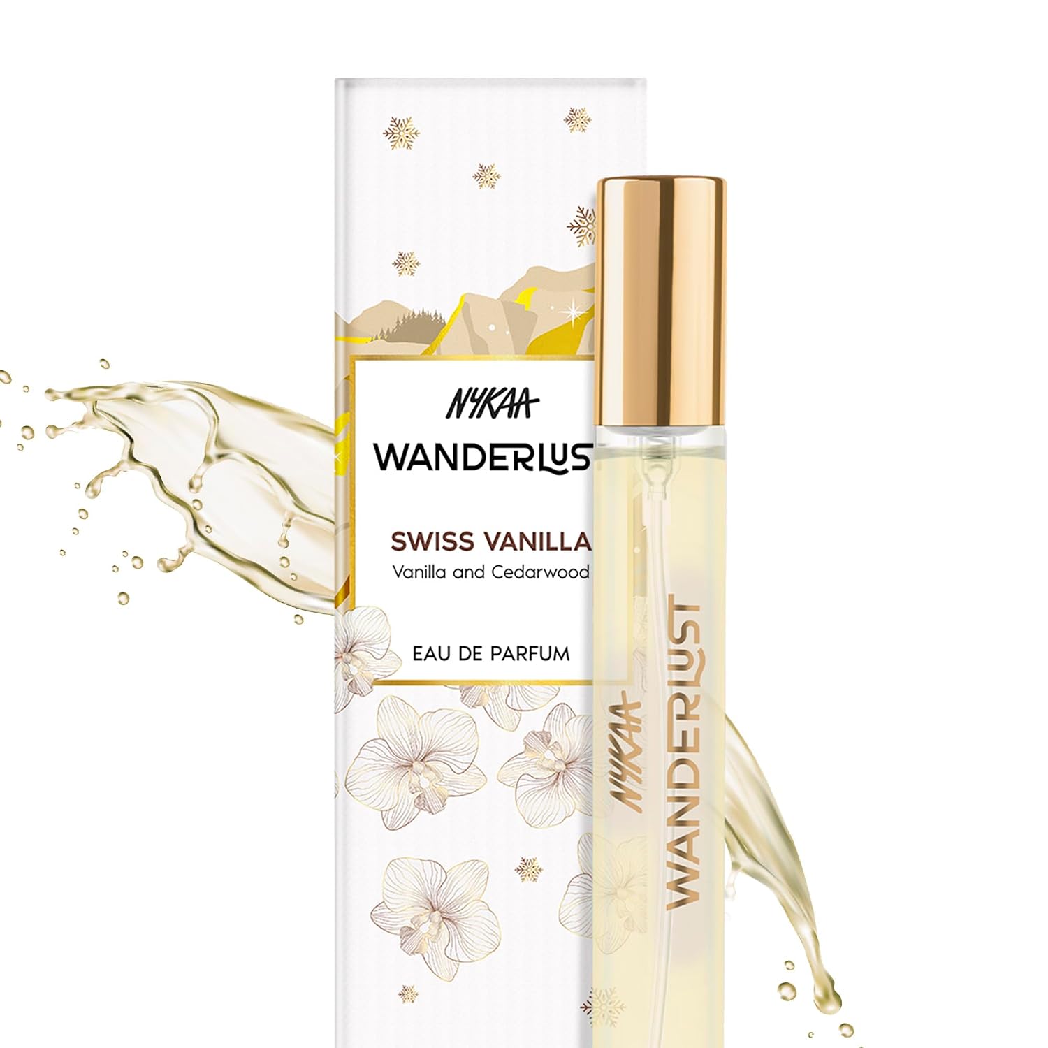 Nykaa Wanderlust Swiss Vanilla Eau De Parfum, Warm Vanilla and Cedarwood Fragrance, Long Lasting Scent, Travel Friendly, Vegan and Cruelty Free, 16ml