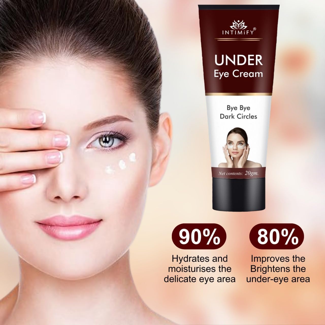 INTIMIFY Under Eye Cream, Dark Circles Removal Cream, Under Eye Cream For Dark Circles & Wrinkles 20 Gm (Pack of 1)