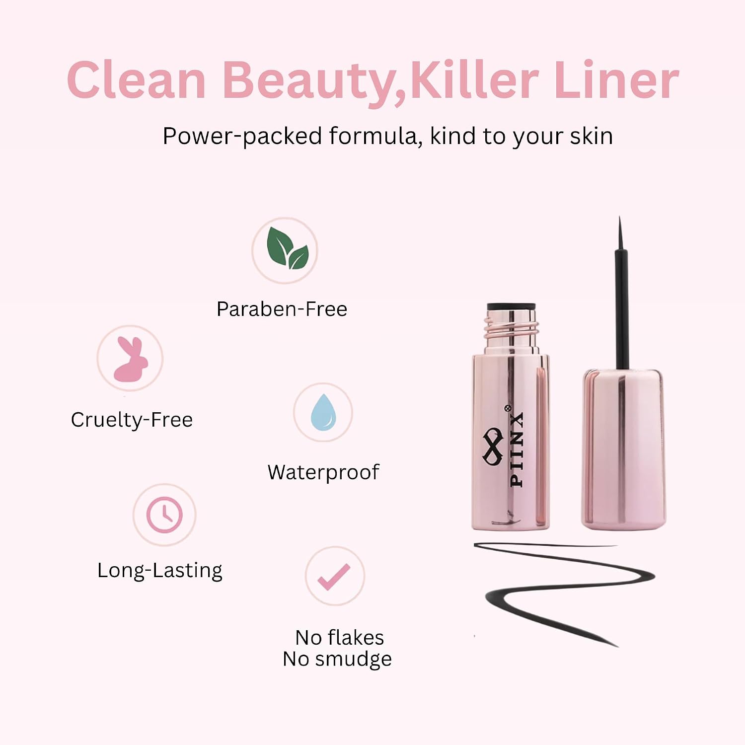 PIINX Liquid Eyeliner 3.5 ml – Waterproof, Smudge-Proof, Long-Lasting, Quick-Dry Precision Tip (Brownie)