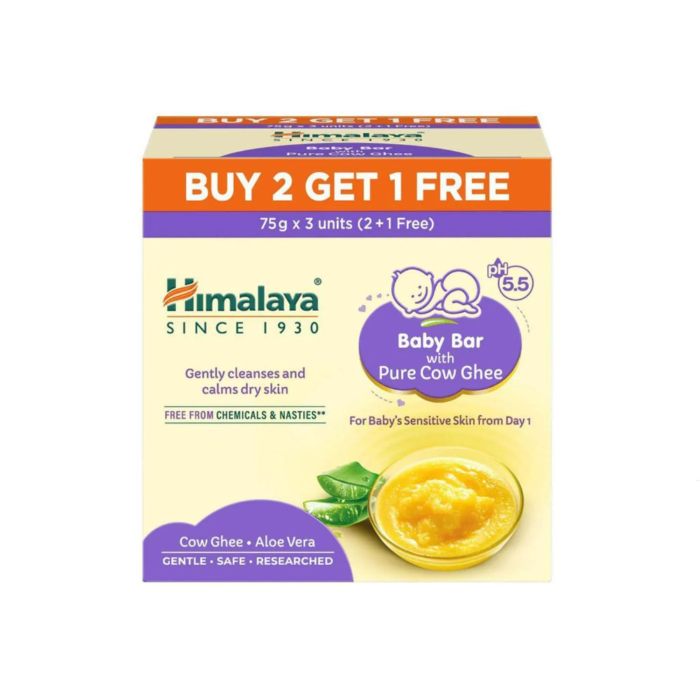 Himalaya Baby Bar with Pure Cow Ghee 3 x 75g| For Sensitive Skin| pH 5.5