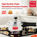 Prestige 2 Litre Aluminium Popular Outerlid Pressure Cooker | Virgin Aluminium| Gas Compatible|Controlled Gasket Release System|5 years warranty|ISI Certified