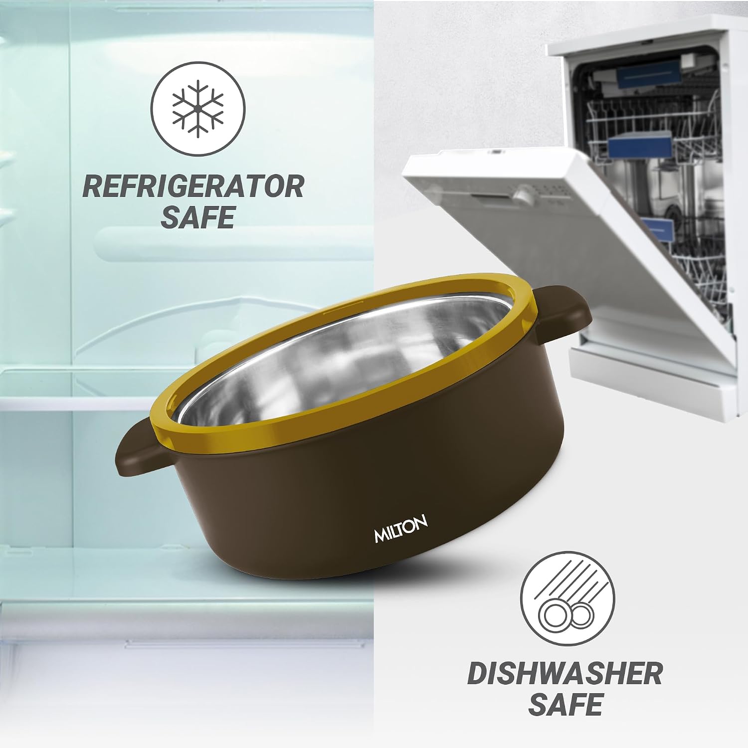 MILTON Micronova Jr. Gift Set Inner Stainless Steel Casserole, Set of 3 (380 ml, 775 ml, 1345 ml)