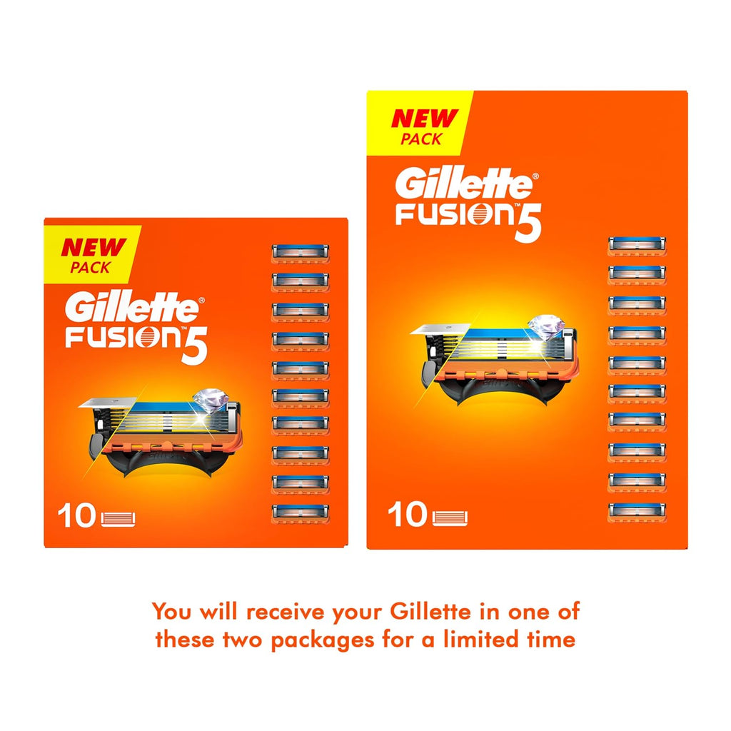 Gillette Fusion 5, Shaving Razor Blades For Men | 10 Cartridge, Super Value Pack | 10 Cartridges Last Up-To 200 Shaves | For Your Perfect Shave And Perfect...