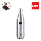 CELLO Swift Stainless Steel Hot and Cold Water Bottle 750 ml Silver | ISI Certified Spillproof Leakproof Double Wall Vacuum Insulated Thermos Flask Water Bottle for School Kids, Office Gym & Travel