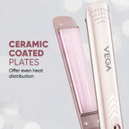 Vega K Shine Hair Straightener for Women with Keratin Infused Plates to Minimise Hair Damage