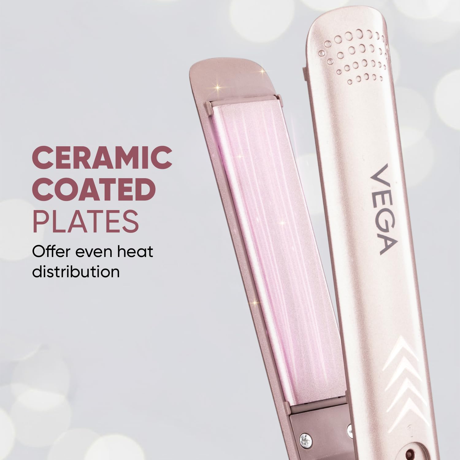 Vega K Shine Hair Straightener for Women with Keratin Infused Plates to Minimise Hair Damage