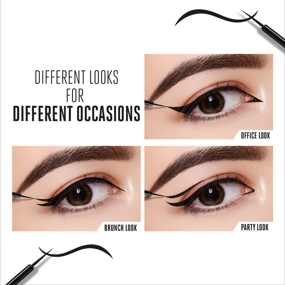 LAKMÉ Eyeconic Liquid Eye Liner, Black, Long Lasting Matte Waterproof Liner - Smudge Proof, Transfer Proof Eye Makeup for 24 hrs, 4.5 ml (Pack of 2)