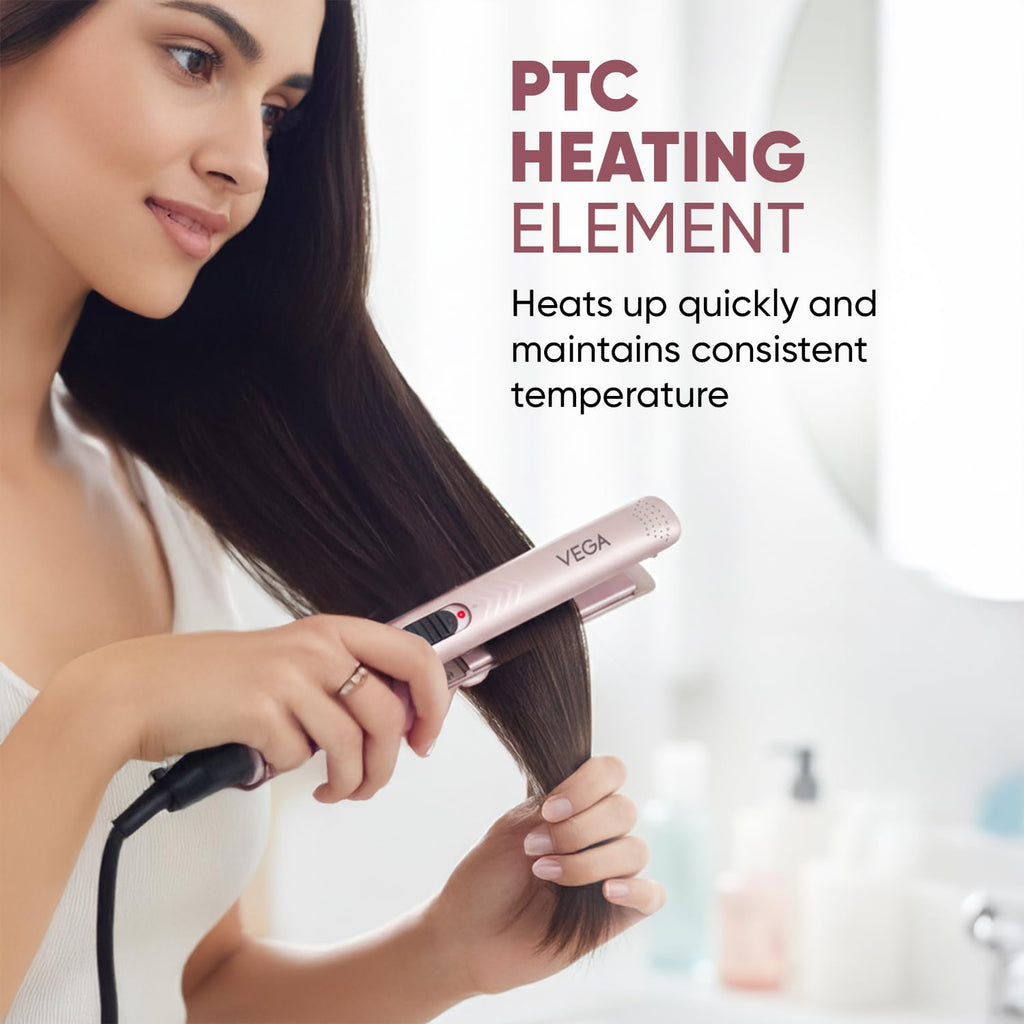 Vega K Shine Hair Straightener for Women with Keratin Infused Plates to Minimise Hair Damage