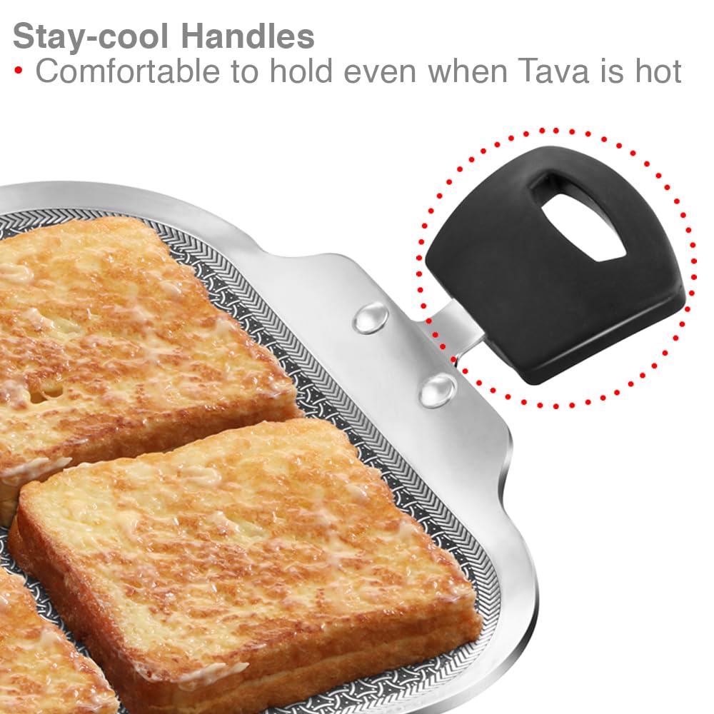 Hawkins 26 cm Triply with Shielded Nonstick Square Tava | Induction & Gas Compatible | Metal Spatula Safe, Durable Nonstick | | Silver (NSST26)