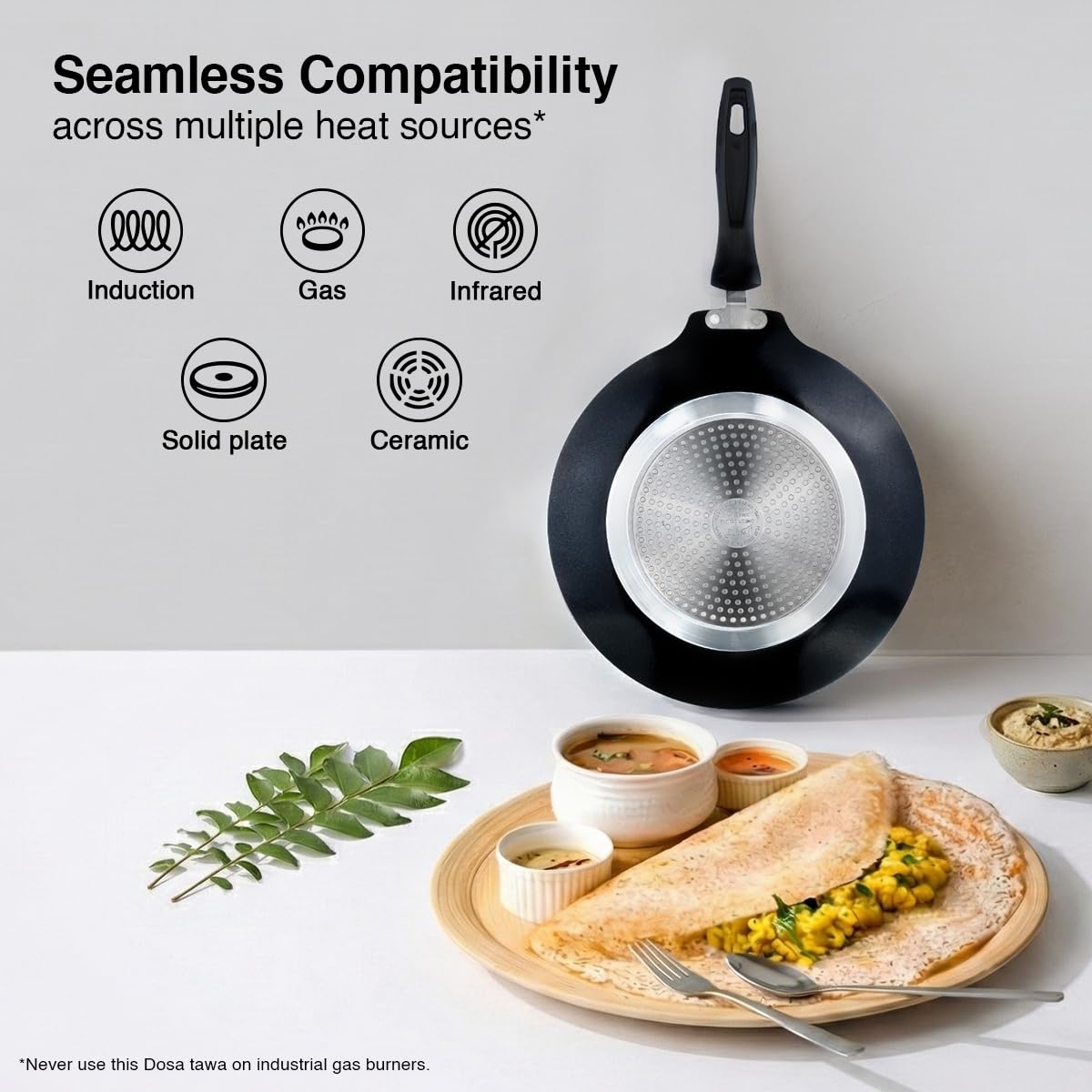 Prestige Omega Deluxe Granite Flat Dosa Tawa | Black | 28 cm |Non-Stick | Induction Base | Dishwasher Safe |