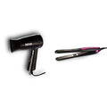 Nova Nhp 8100 Silky Shine 1200 Watts Hot And Cold Foldable Hair Dryer (Black) & Nhs - 840 Professional Series Straightener For Women (Pink)