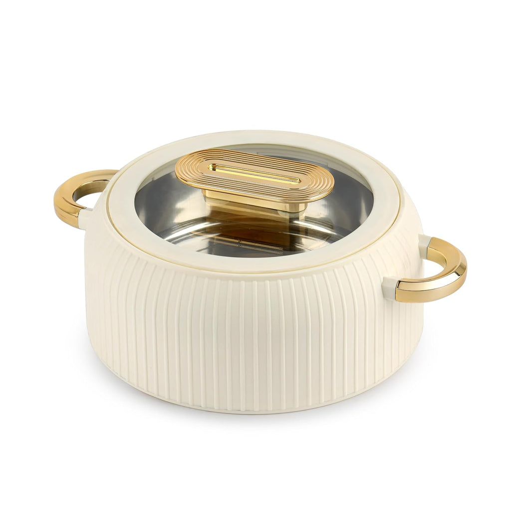 CELLO Castella Deluxe 1500 Insulated Steel Casserole Hot Box for Kitchen 1500 ml, Ivory |