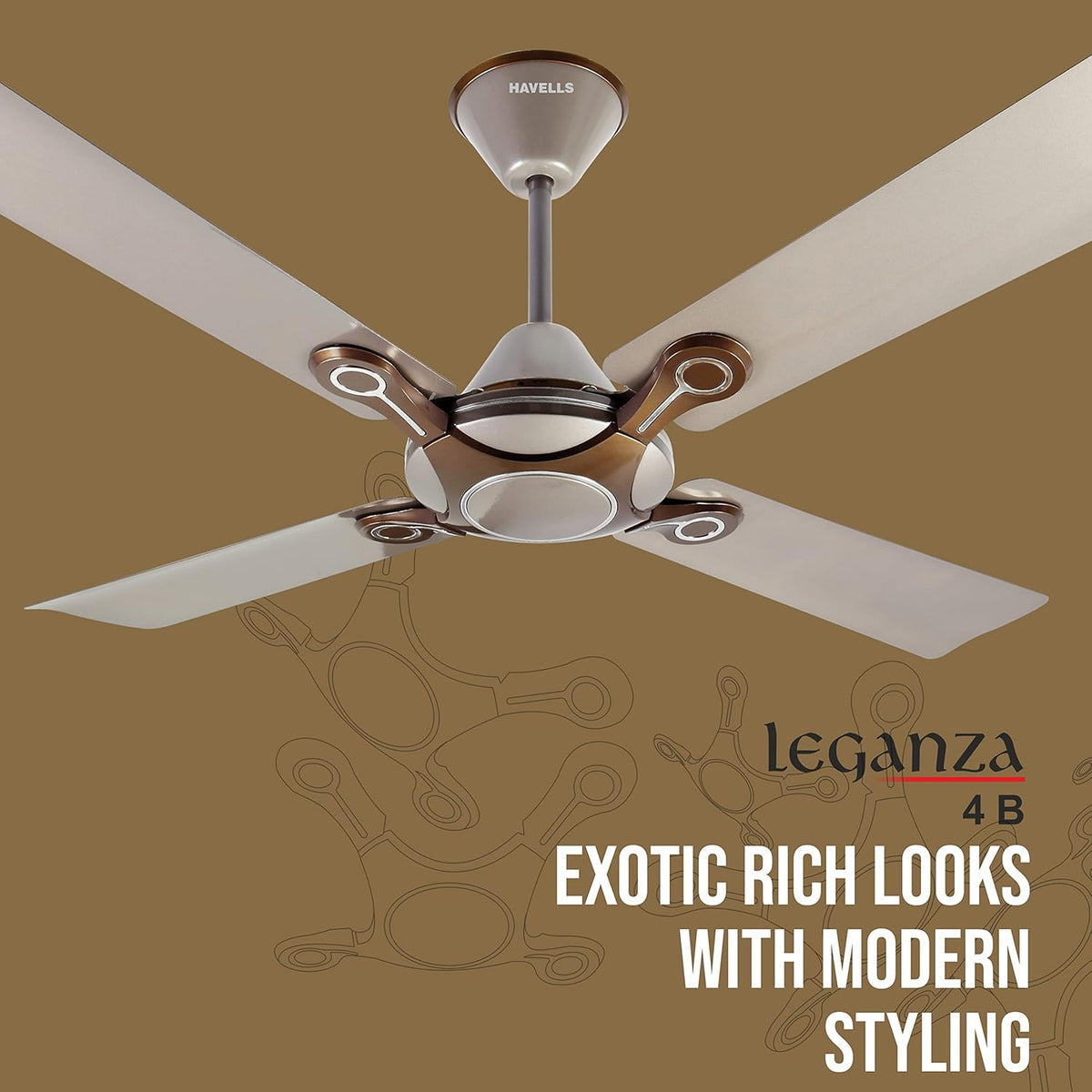 Havells 1200mm Leganza ES 4B Ceiling Fan  | Energy Saving, 100% Pure Copper Motor, 2...