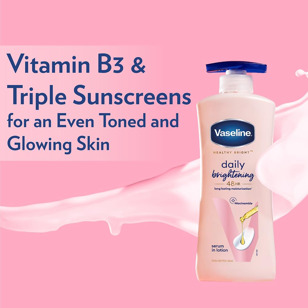 Vaseline Daily Brightening Body Lotion For Healthy & Glowing Skin with Niacinamide 400ml (Pack of 1)