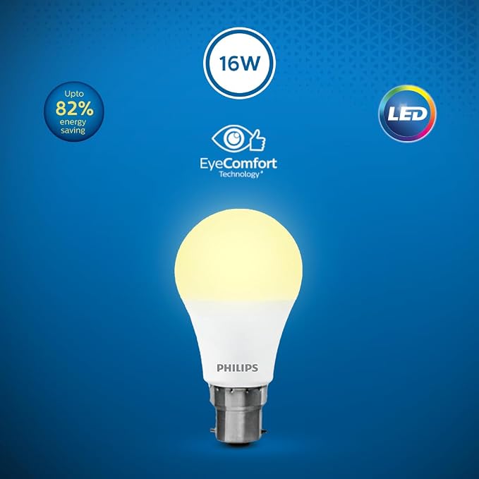 Philips 16-watt LED Bulb |AceBright High Wattage LED Bulb|Base: B22 Light Bulb for Home | Warm White, Pack of 1