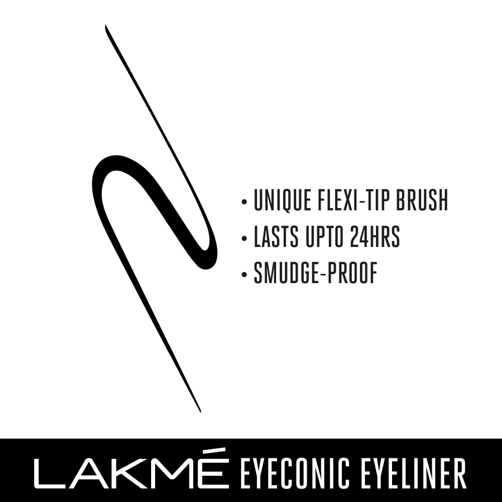 LAKMÉ Eyeconic Liquid Eye Liner, Black, Long Lasting Matte Waterproof Liner - Smudge Proof, Transfer Proof Eye Makeup for 24 hrs, 4.5 ml (Pack of 2)