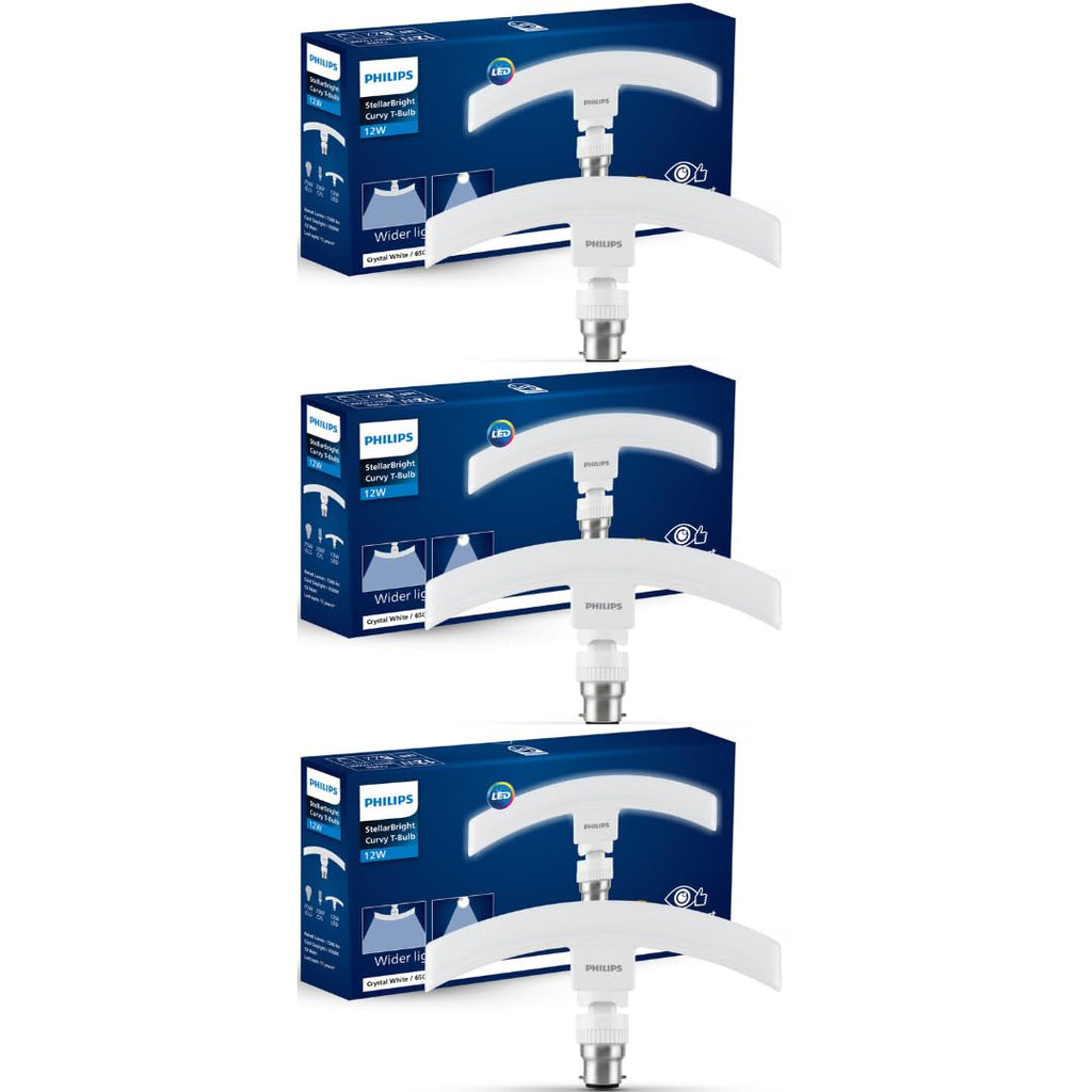 Philips Stellar Bright 12W B22 Curvy LED T-Bulb,1260lm,Cool Daylight, Pack of 3