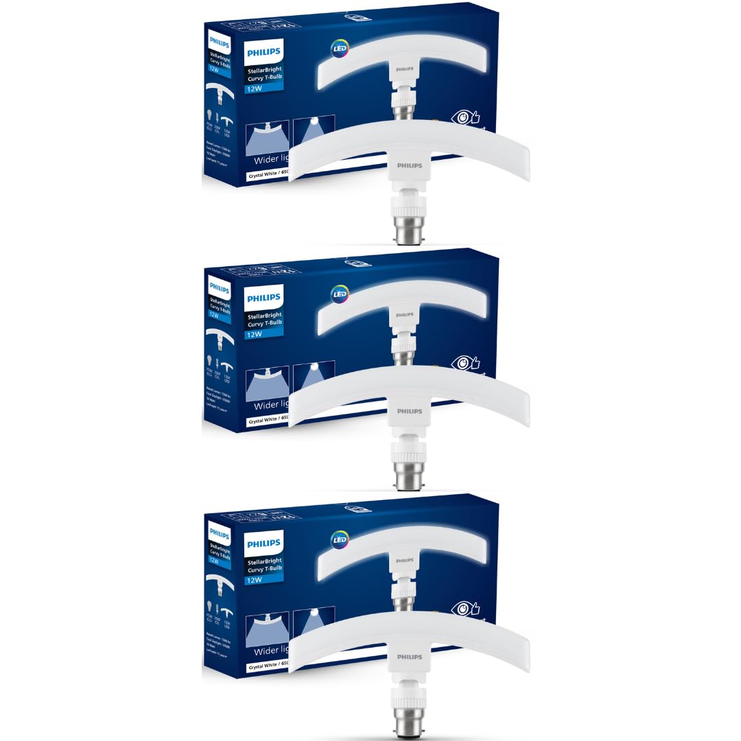 Philips Stellar Bright 12W B22 Curvy LED T-Bulb,1260lm,Cool Daylight, Pack of 3