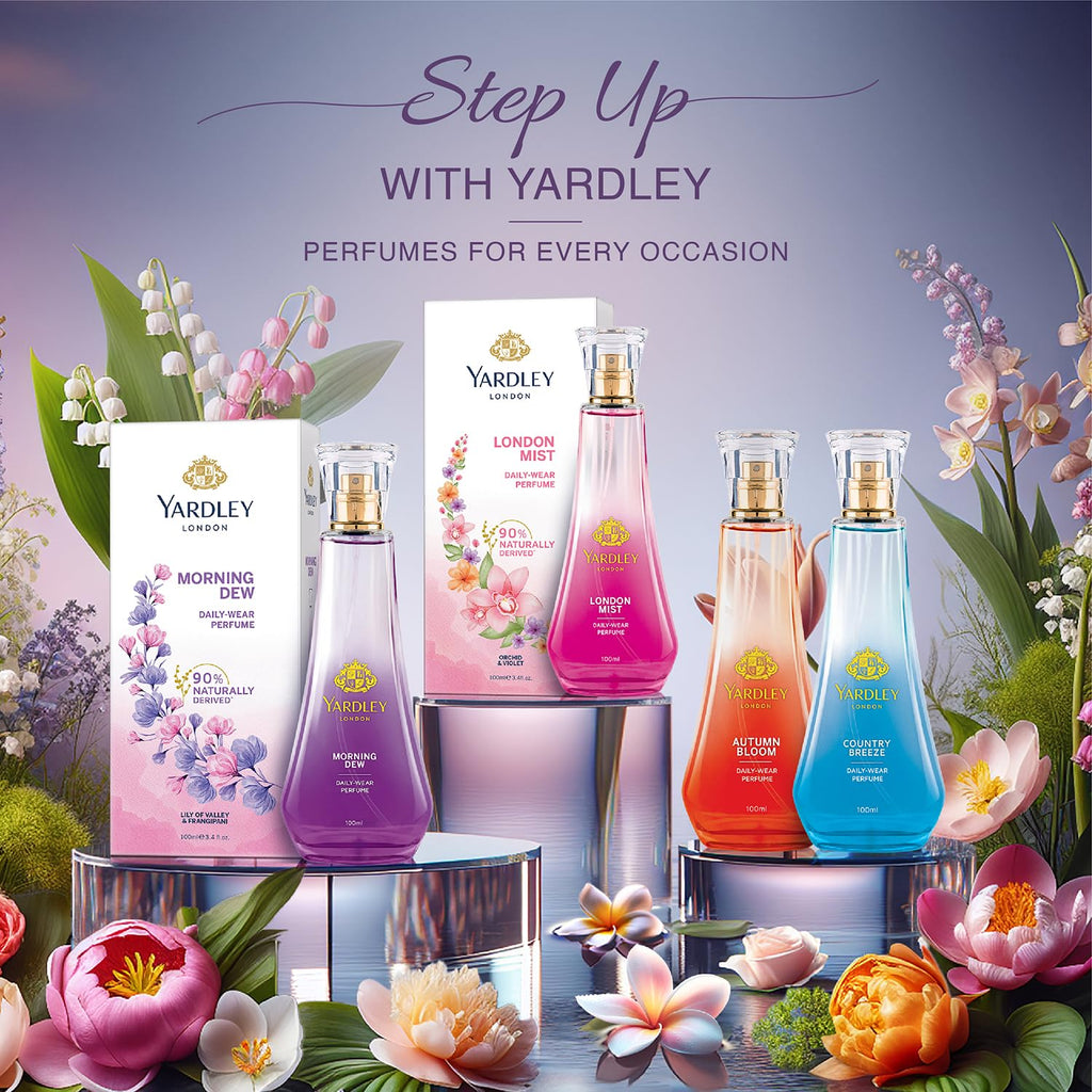 Yardley London Morning Dew Perfume for Women, 50ml – 90% Naturally Derived, Fresh Floral Daily Wear Spray | Lily of Valley & Frangipani Floral Fragrance