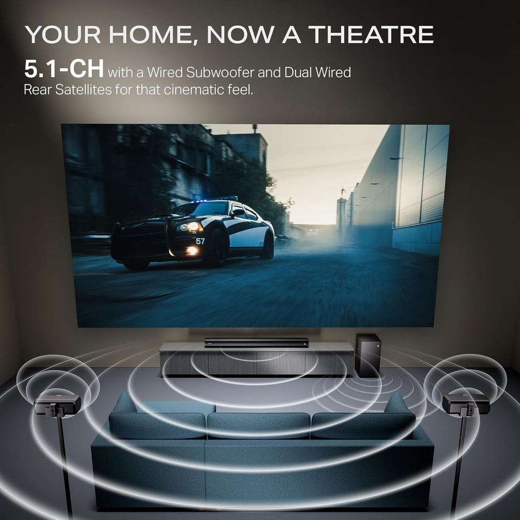 boAt Aavante Prime 5.1 5000D, Cinematic Dolby Audio, 500W Signature Sound, 5.1-CH, Multiple Ports, EQ Modes & Remote, Bluetooth Sound bar, Home Theatre Soundbar Speaker (Premium Black)