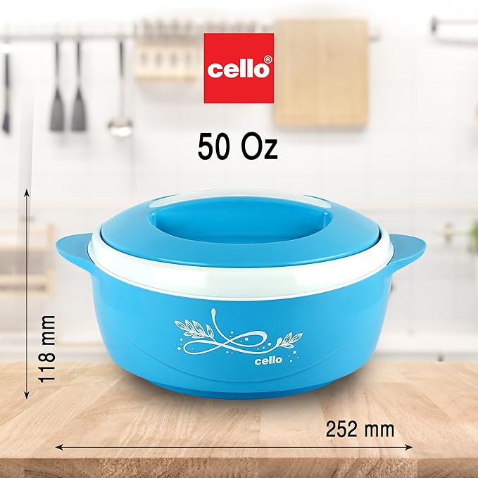 CELLO Sapphire Insulated Casserole Hot Pot For Kitchen 1250 ml Blue |