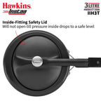 Hawkins 3 Litre Instaa Pressure Cooker, Induction Inner Lid Cooker, Tall Body Hard Anodised Cooker, Black (IIH3T)