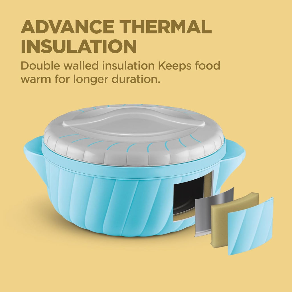 MILTON Flora 2500 Insulated Inner Steel Casserole for Roti, 2.35 Litre, Hot Box for Kitchen, Hot Pot with Lid