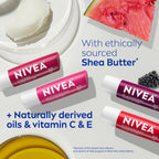 Nivea Lip Care Fruit Variety Pack - Tinted Lip Balm For Beautiful, Soft Lips - Pack Of 4, Multicolor