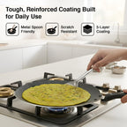Prestige Omega Deluxe Granite Flat Dosa Tawa | Black | 28 cm |Non-Stick | Induction Base | Dishwasher Safe |