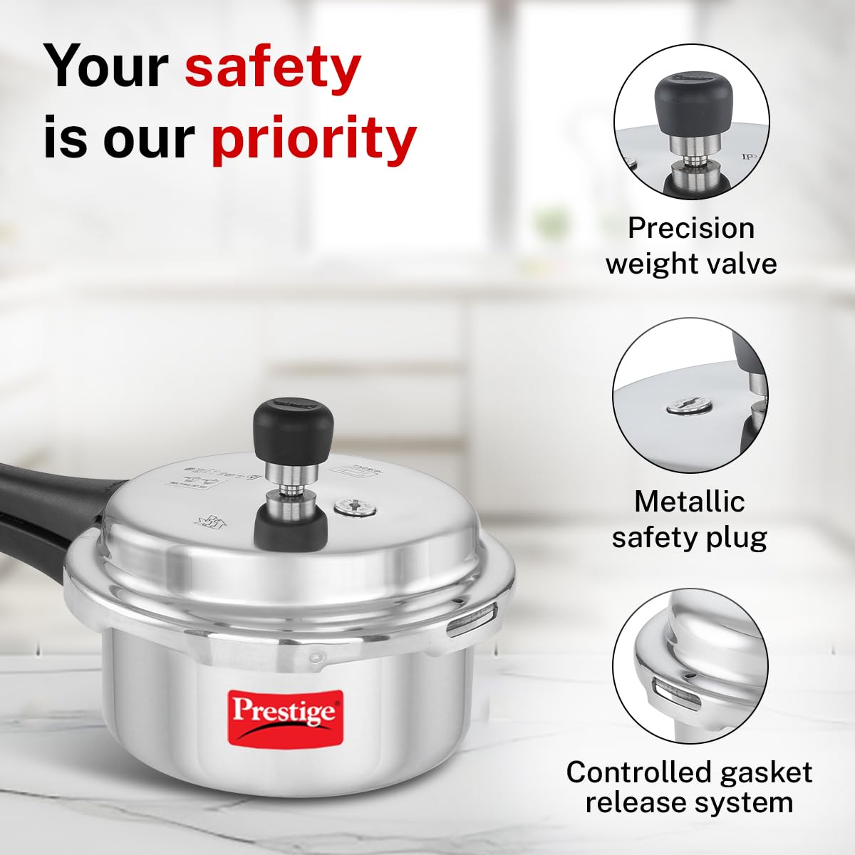 Prestige 2 Litre Aluminium Popular Outerlid Pressure Cooker | Virgin Aluminium| Gas Compatible|Controlled Gasket Release System|5 years warranty|ISI Certified