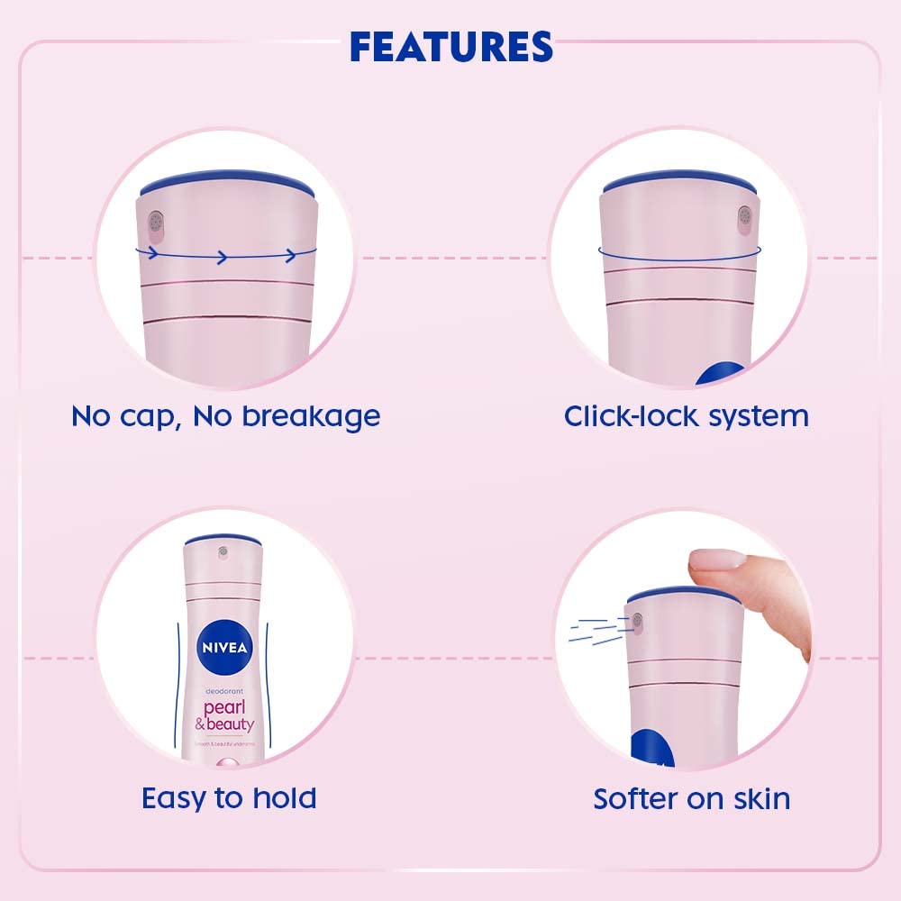 Nivea Pearl & Beauty Deodorant for Unisex, 150 milliliters