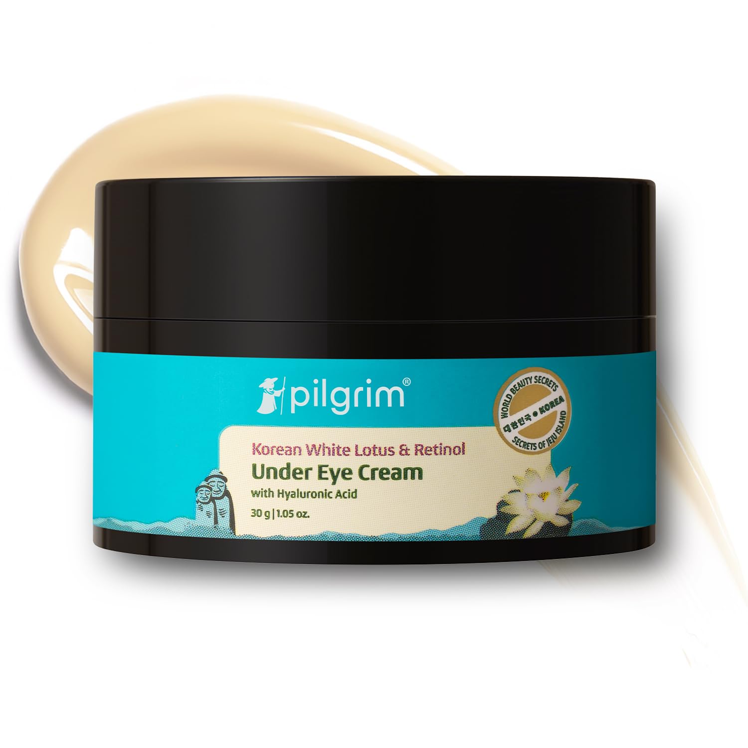 Pilgrim Korean Retinol Under Eye Cream for dark circles, Puffiness & Fine Lines with Vitamin C & Hyaluronic Acid | Women & Men Skin care | 30g