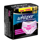 Whisper Super Absorbent Period Panty, 6 M-L Pants, 360 Degree Leakage Protection* for Heavy Flow, Panty like Fit, Full back Coverage, Absorbs Heavy Gushes,...