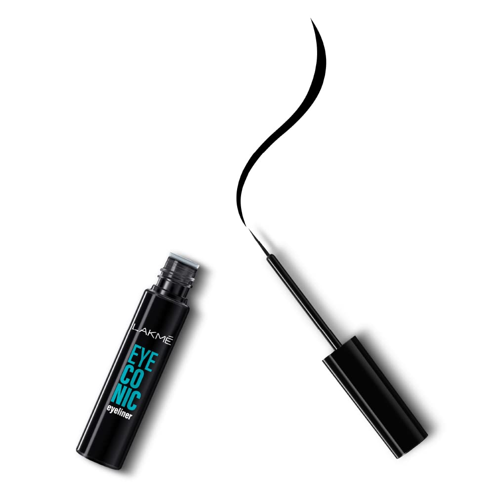 LAKMÉ Eyeconic Liquid Eye Liner, Black, Long Lasting Matte Waterproof Liner - Smudge Proof, Transfer Proof Eye Makeup for 24 hrs, 4.5 ml (Pack of 2)