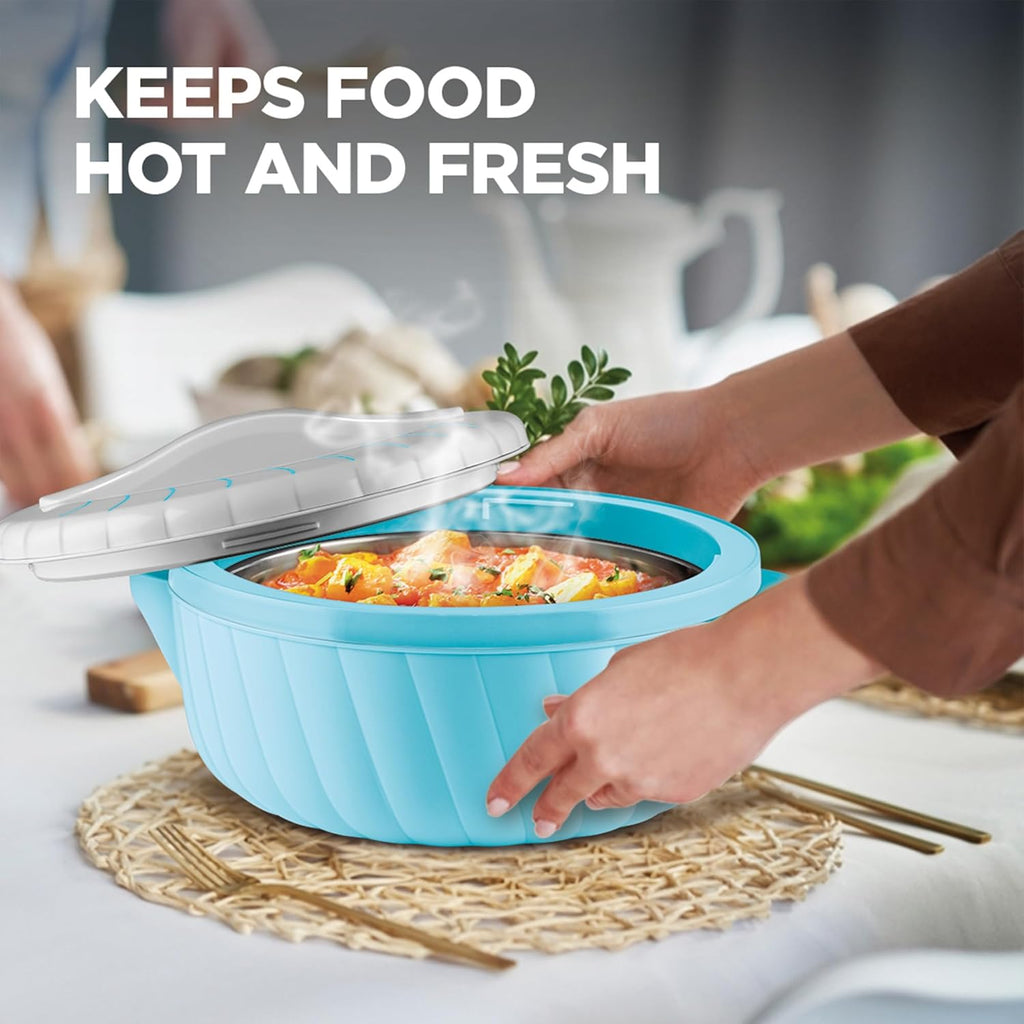 MILTON Flora 2500 Insulated Inner Steel Casserole for Roti, 2.35 Litre, Hot Box for Kitchen, Hot Pot with Lid