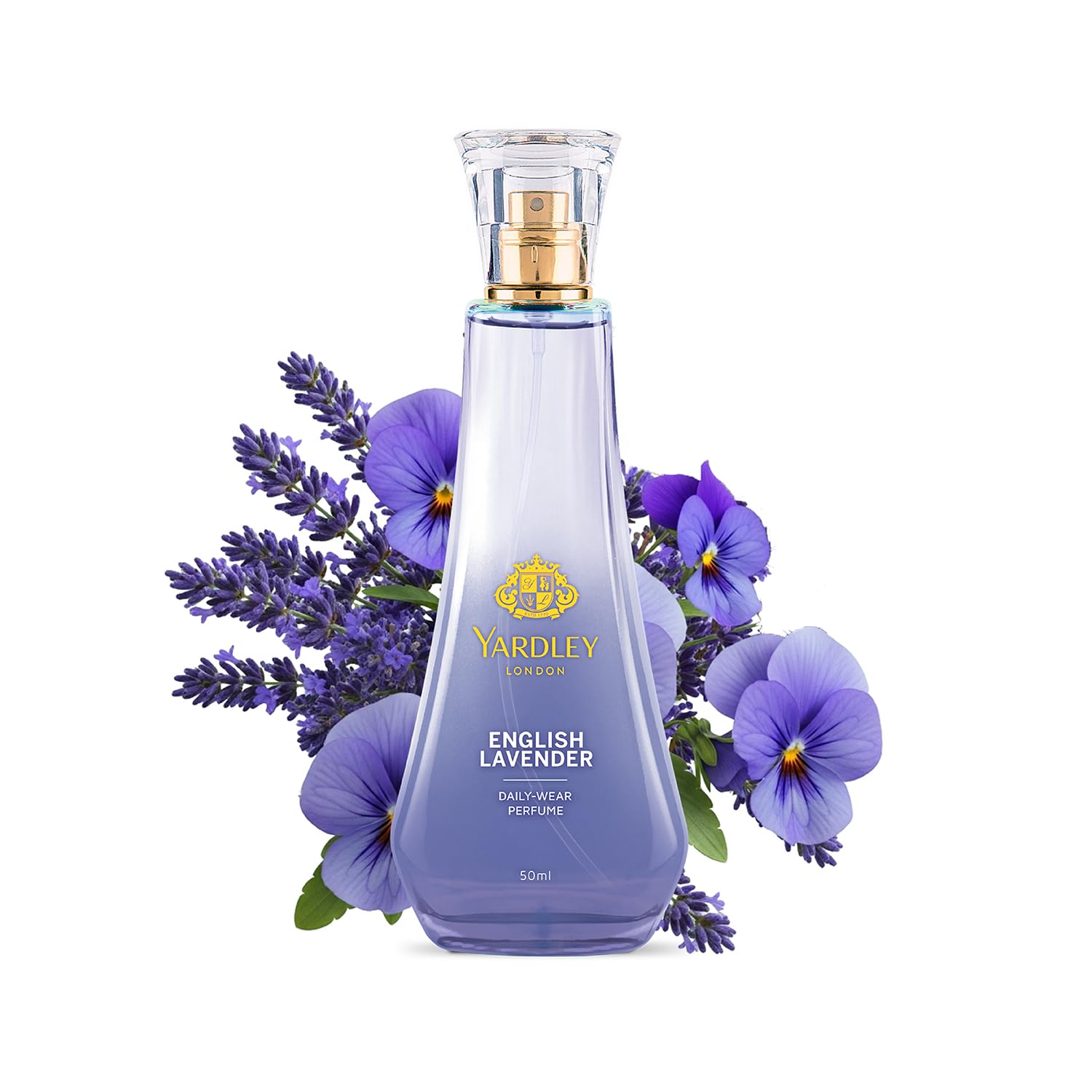 Yardley London English Lavender Perfume for Women, 50ml – 90% Naturally Derived, Daily Wear Spray | Lavender & Musk Fragrance