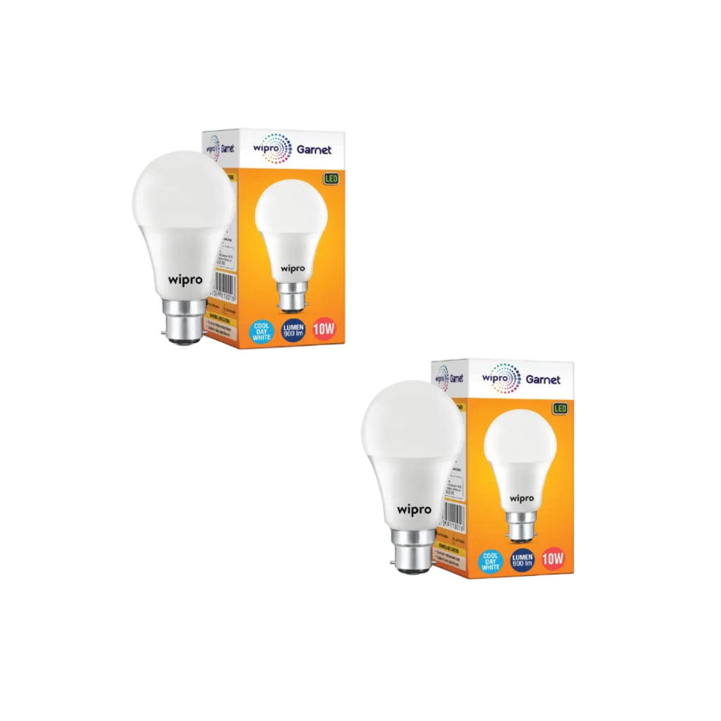 wipro Garnet 10W B22 LED Bulb, Coolwhite (Pack of 2)