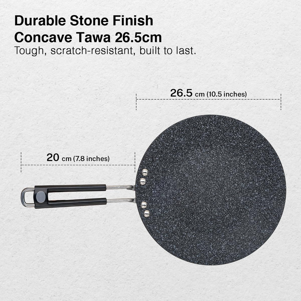 Prestige Durastone Hard Anodised Non-Stick Omni tawa(26.5 cm)|6 Layers Extra Durable Stone Coating|
