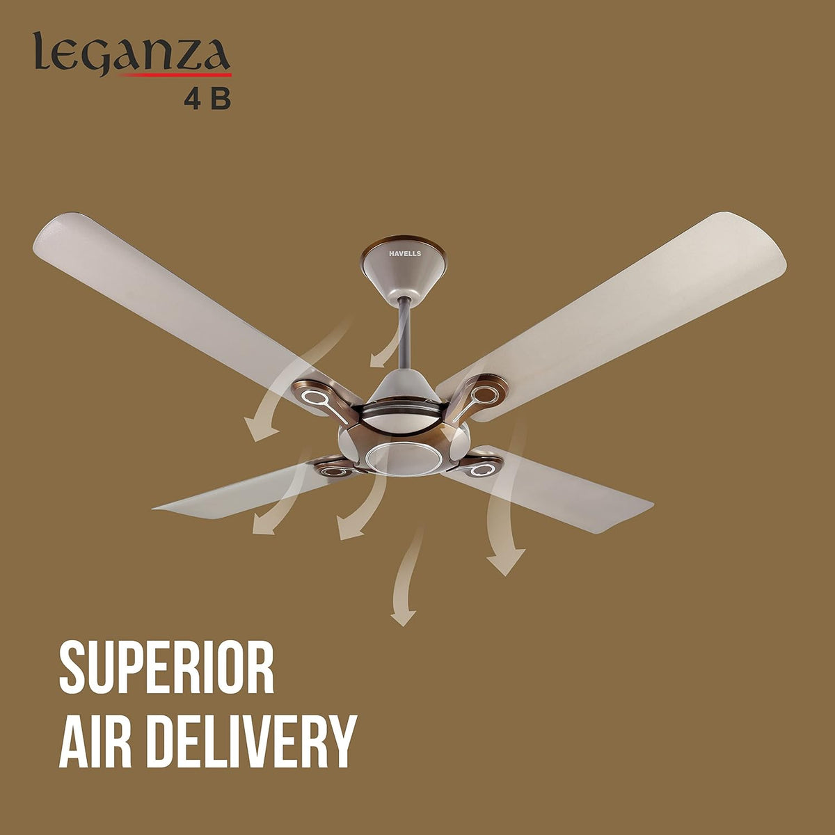 Havells 1200mm Leganza ES 4B Ceiling Fan  | Energy Saving, 100% Pure Copper Motor, 2...