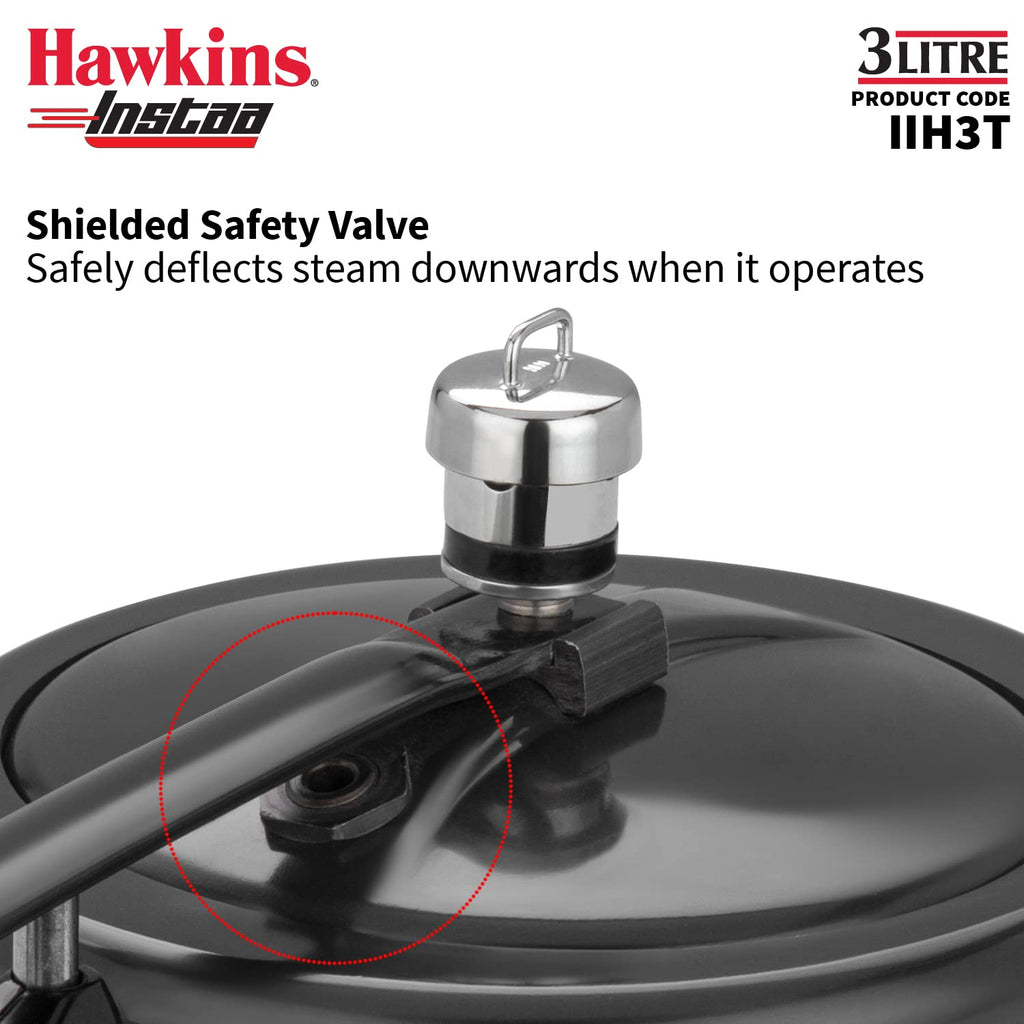 Hawkins 3 Litre Instaa Pressure Cooker, Induction Inner Lid Cooker, Tall Body Hard Anodised Cooker, Black (IIH3T)