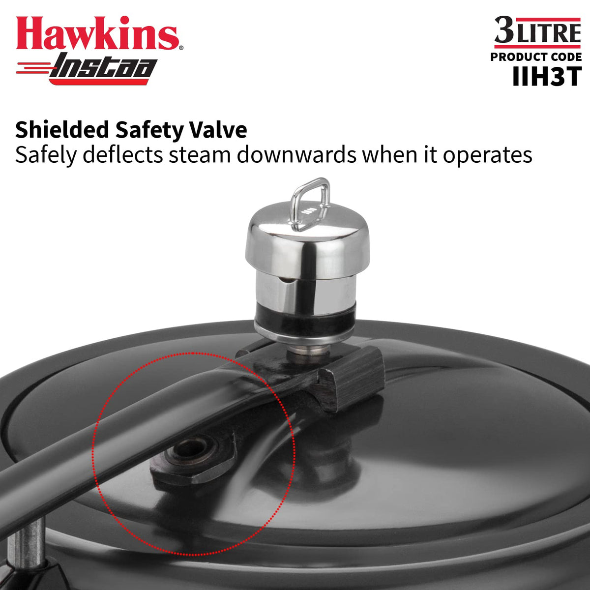 Hawkins 3 Litre Instaa Pressure Cooker, Induction Inner Lid Cooker, Tall Body Hard Anodised Cooker, Black (IIH3T)