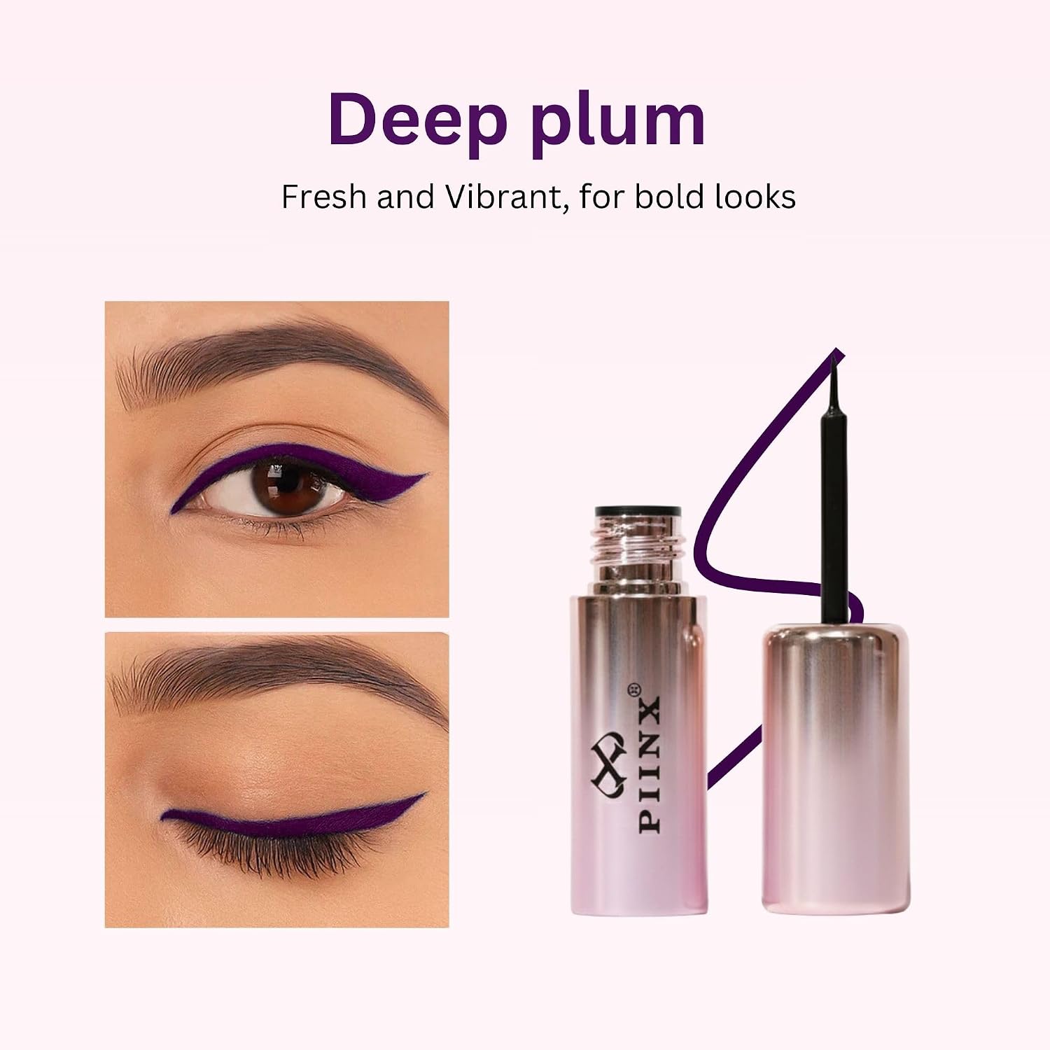 PIINX Liquid Eyeliner 3.5 ml – Waterproof, Smudge-Proof, Long-Lasting, Quick-Dry Precision Tip (Deep Plum)