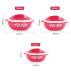 CELLO Hot Serve Set of 3 Pieces Casserole Hot Pot Box For Kitchen, Pink (500ml, 850ml, 1500ml) |