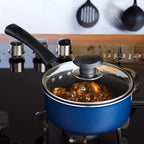 Vinod Zest Aluminium Non Stick Saucepan with Glass Lid - 1.6 Litre, 16cm | Milk/Tea Pan | Sauce Pot with Lid | 3mm Thick | 3 Layer Coating | Scratch Proof | 1 Year Warranty