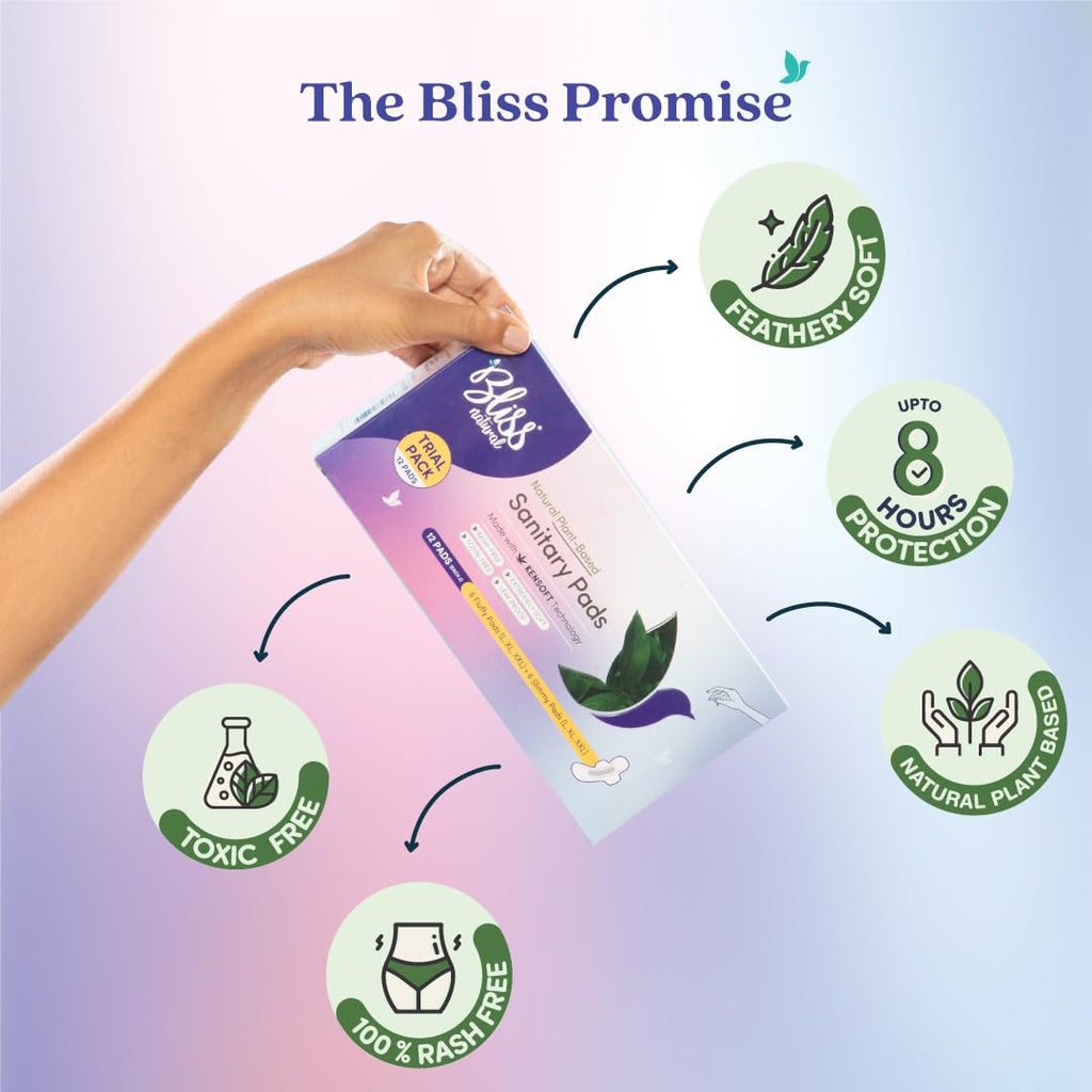 BLISSNATURAL Sanitary Pads Trial Pack of 20 | 14 Ultra Soft + 6 Ultra Thin