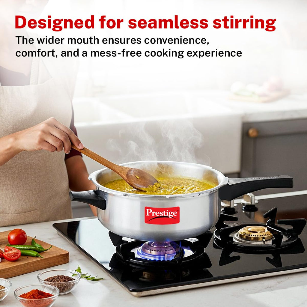 Prestige 2 Litre Aluminium Popular Outerlid Pressure Cooker | Virgin Aluminium| Gas Compatible|Controlled Gasket Release System|5 years warranty|ISI Certified